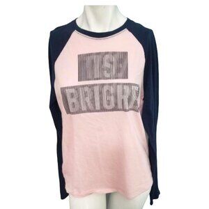 Athletic Works Girls Raglan Shirt Pink Sz XXL 18 Navy Blue